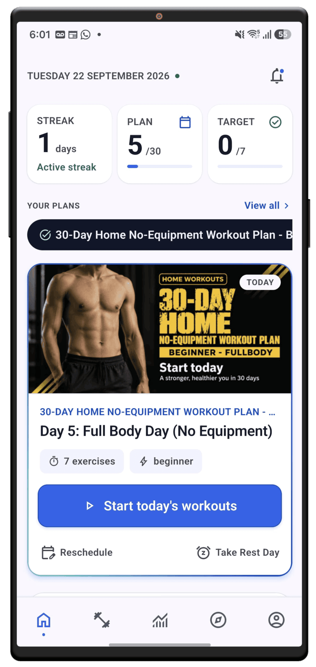 FitApp Mobile Experience interface